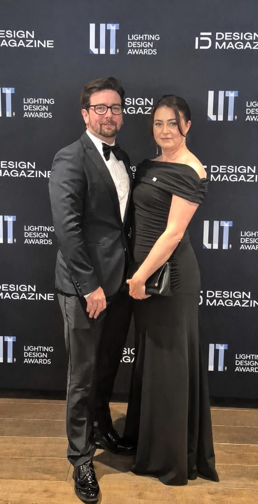 Damien and Agnieszka McKay at the LIT Lighting Design Awards in Paris.